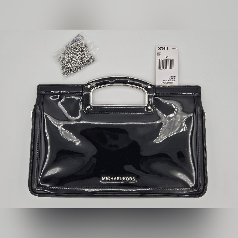 Michael by Michael Kors Berkley Legacy Leather Clutch Patent Black Leather